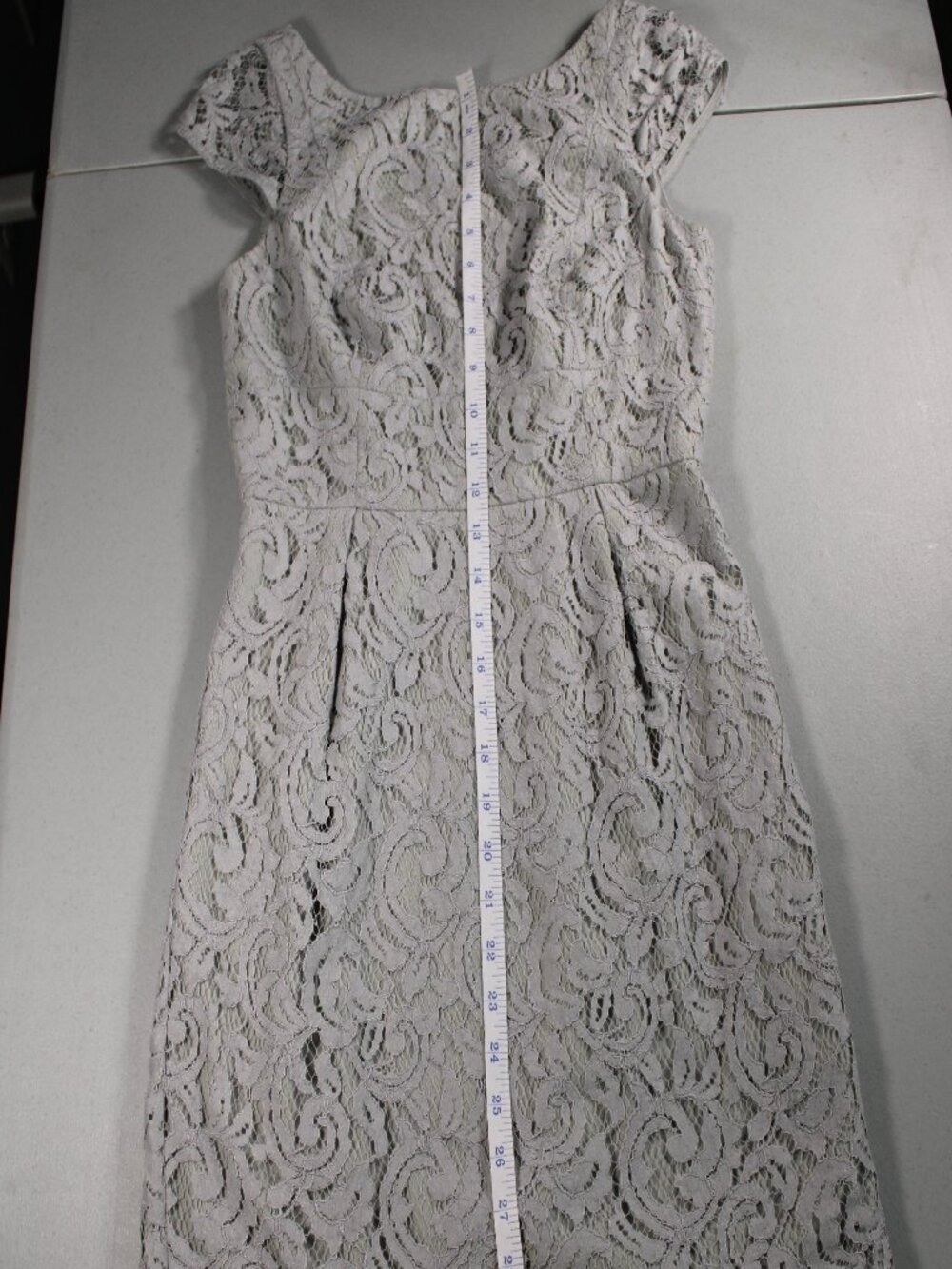 J. Crew Womens Grey Lace Double Lined Cap Sleeve Midi Evening Dress - Picture 7 of 16